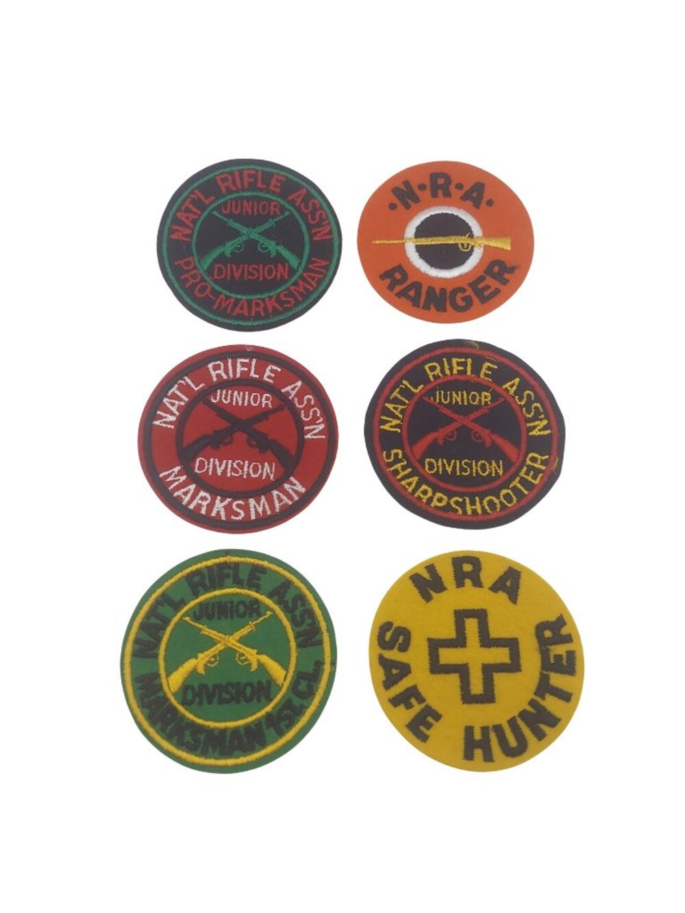 NRA Patches Set Of 6 National Rifle Association Junior Division Embroidered Vtg